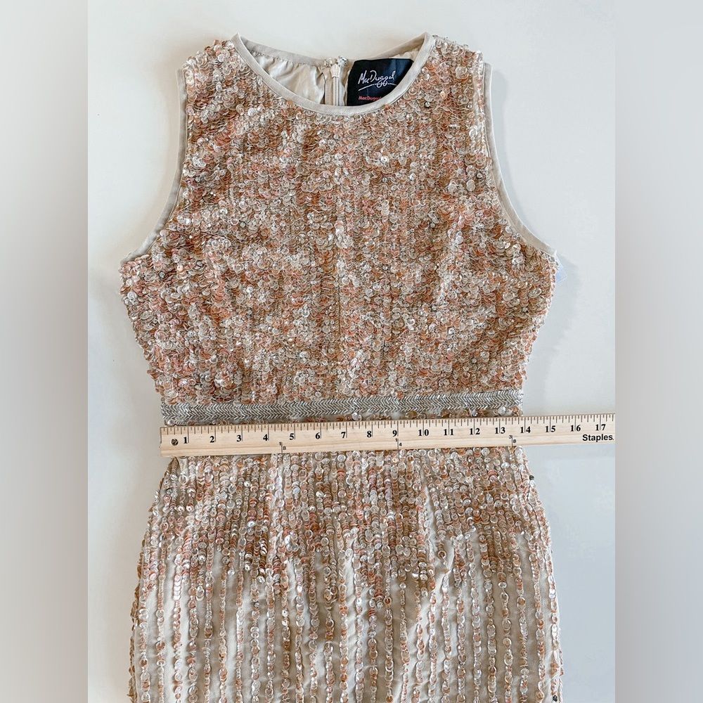 $398 Mac Duggal 10509 Midi Sheath SequinCocktail Dress in Nude 214/090 - Picture 9 of 15